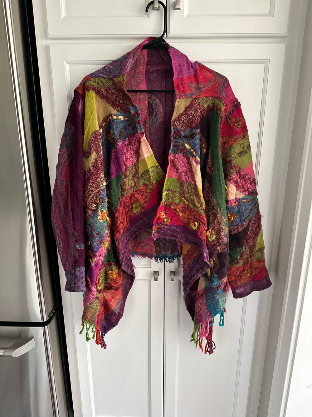 Anu Multicolor Wool Jacket Art to Wear Boho size XL